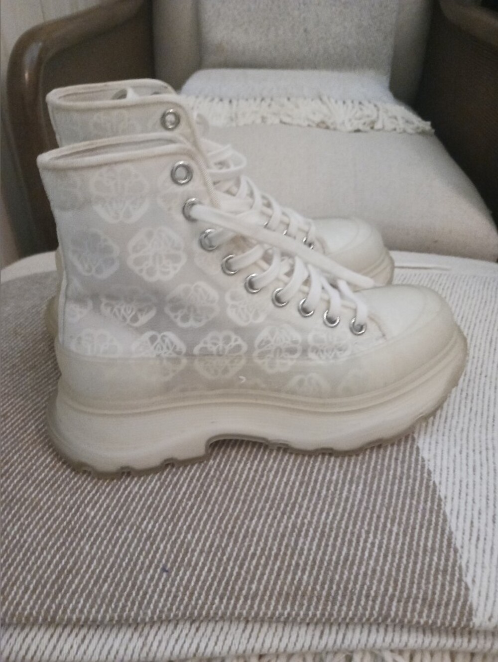 Alexander McQueen Tread Slick Transparent Floral Boots